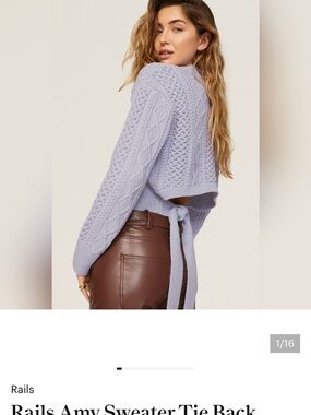 Rails Lavender Cable Tie-Back Cropped Cable-Knit Sweater